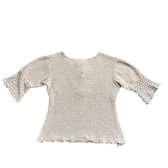 Vintage 90s Santika Peru Boho Crochet Knit Top Cotton V Neck Empire Waist M - Picture 6 of 12